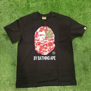 Bape Black Tee with Pink Camo Graphic